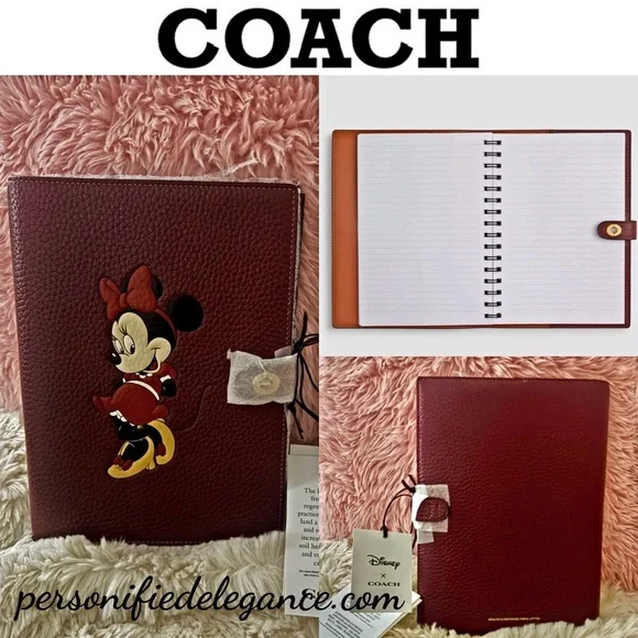 NEW Coach x Disney Minnie Mouse Wine Multi Regenerative Leather Notebook Journal